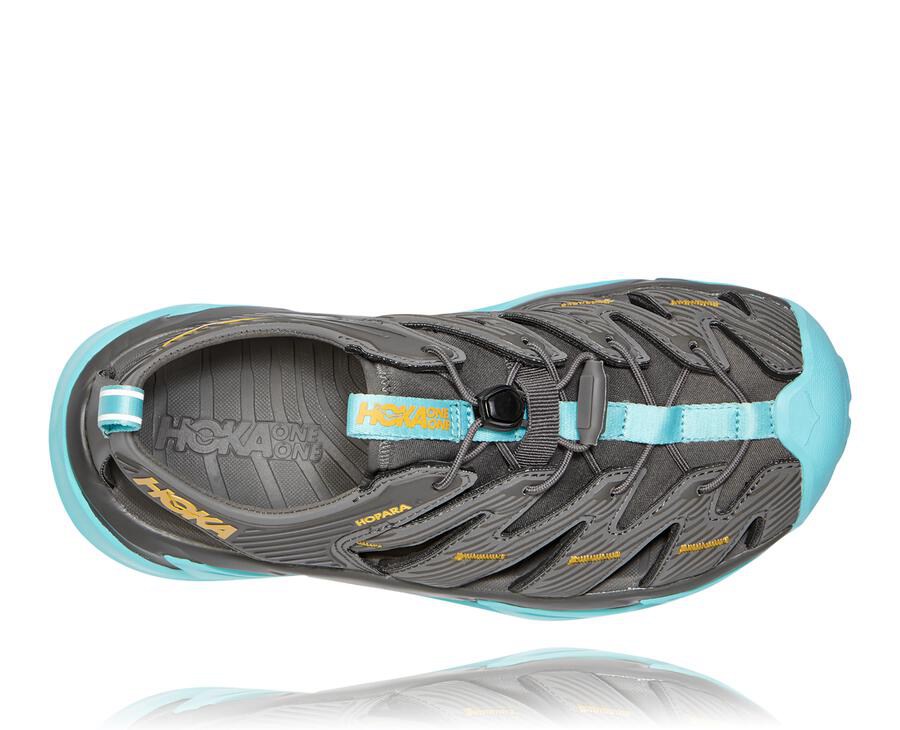 Hoka Australia One One Hopara - Womens Sandals Dark Grey - UQPJZ-2359